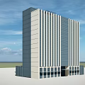 Modern High Rise Office Building With Glass Facade And Vertical Lines