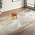 Light Colored Square Carpet With Soft Textured Design On Wooden Living Room Floor