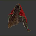 Traditional Red Cloak With Intricate Decorative Trim And Brown Lining