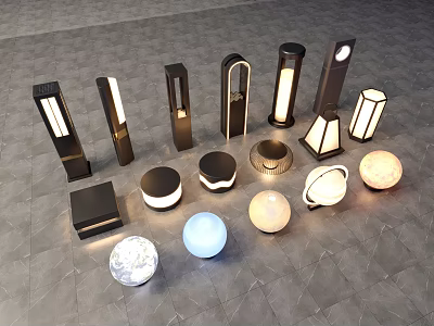 Modern Outdoor Lights With Various Styles And Decorative Designs For Exteriors 3d model
