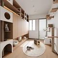 Modern Cat-Friendly Interior Design With Cat Trees Beds Litter Box And Play Rugs