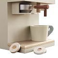 Beige Coffee Maker With Mug On Wooden Base 3d model