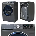 Samsung Front Load Washing Machine With Front View Interior Drum And Control Panel Features 3d model