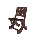 Dark Wooden Leisure Chair With Cut Out Back Design Against Light Colored Wall