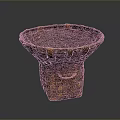 Handwoven Rattan Basket Crafted With Intricate Patterns And Functional Handle Design