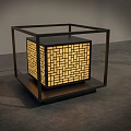Modern Outdoor Lights Design With Square Grid Pattern And Arched Brass Stand 3d model
