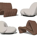 Stylish Single Sofa In Brown And Beige With Unique Curved Design For Living Room