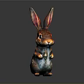 Adorable Colorful Standing Rabbit Figurine With Big Ears And Decorative Style