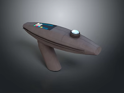 Futuristic Tech Device With Colorful Display Screen And Circular Top Component 3d model