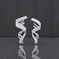 White Sculpture With DNA Double Helix Shape Standing On Dark Floor And Dark Wall Background