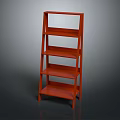 Red Multi Tiered Garden Decor Shelf With Open Design And Wooden Structure For Plants