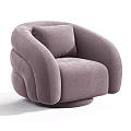 Beige Rounded Leisure Chair With Curved Armrests Plush Cushion And Color Options