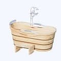 Modern New Chinese Bathtub Solid Wood Bathtub Shower Head Shower Combination 3d model