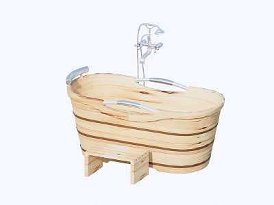 Modern New Chinese Bathtub Solid Wood Bathtub Shower Head Shower Combination 3d model