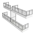 Metal Railings Platform Structure With Connected Walkways And Safety Bars 3d model
