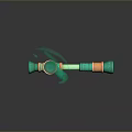 Green And Orange Decorative Staff Weapon With Smoky Effect And Ornate Patterns
