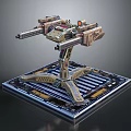 Sci Fi Mechanical Weapon Platform Design Featuring Multi Barrel And Metal Support Structure 3d model