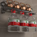 Soft Cotton Towels Hanging On Metal Rack With Gold Dumbbells And Water Jugs