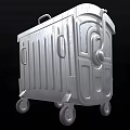 Public Facility Outdoor Metal Trash Bin With Wheels And Handle Design 3d model