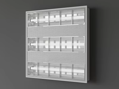 White Wall Mounted Grille Panel With Modern Rectangular Grids And Perforated Design 3d model