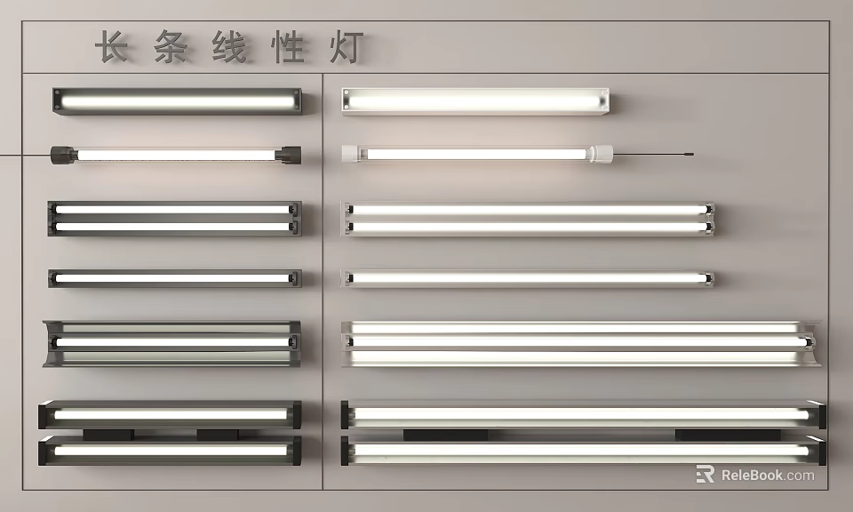 Modern Long Linear Lights With Various Styles And Metal Finishes For Interior 3d model 