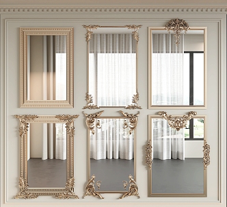 French Style Mirror Decorative Mirror Bathroom Mirror 3d model