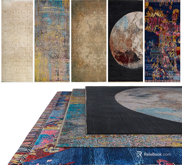 Square Carpets With Various Artistic Patterns And Vibrant Colors For Home Decor 3d model