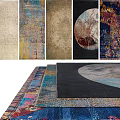 Square Carpets With Various Artistic Patterns And Vibrant Colors For Home Decor 3d model
