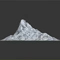 Serene Garden Landscape Featuring Snow Covered Mountain Model With Textured Surface And White Gray Tones