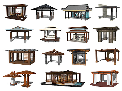 Chinese-style pavilion, pavilion, pavilion, landscape pavilion, gallery, water pavilion 3d model