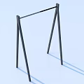 Black Pull Up Bar Structure With Triangle Supports On Light Blue Background 3d model