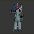 Blue Unicorn Pony Toy with Rainbow Mane Tail and Purple Eyes