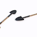 Sports Equipment Two Durable Shovels With Wooden Handles And Black Blades For Outdoor Use