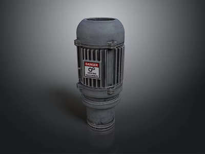 Building Construction Equipment With Gray Casing And Red Danger Warning Label 3d model
