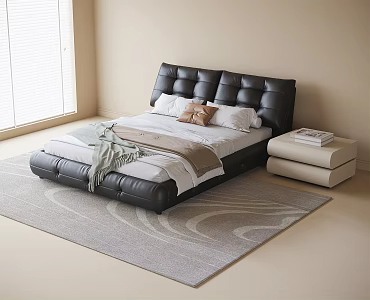 French Children's Bed Single Bed Leather Bed 3d model