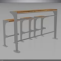 Modern Wooden Top Metal Frame Bar Table With Geometric Support Legs Design