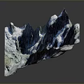 Snowy Mountain Landscape with Blue Rocky Peaks White Snow and Winding Path
