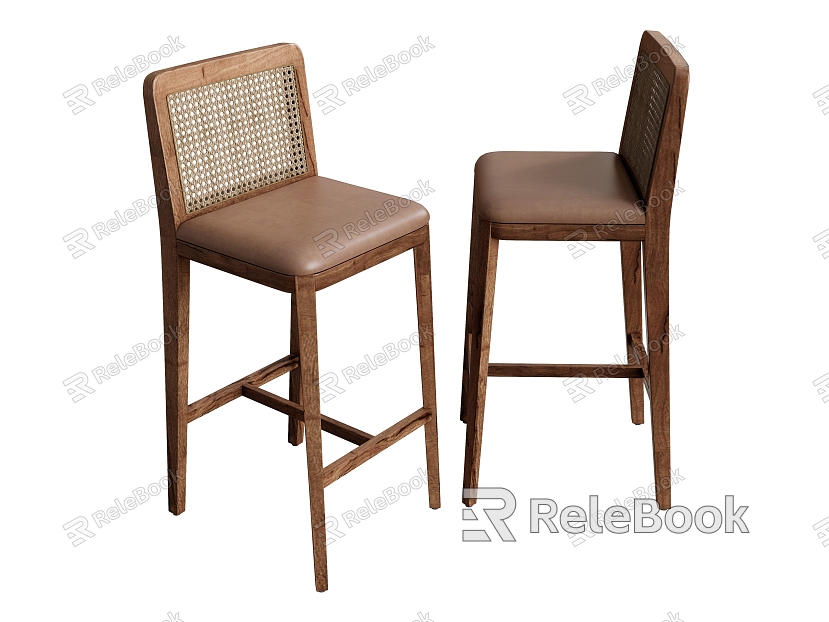 Bar Chair Bar Stool Backrest Bar Chair Rattan Bar Chair Log Bar Chair model