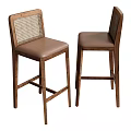 Bar Chair Bar Stool Backrest Bar Chair Rattan Bar Chair Log Bar Chair 3d model
