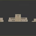 Ancient Architectural Model With Stepped Main Structure And Smaller Stone Buildings 3d model