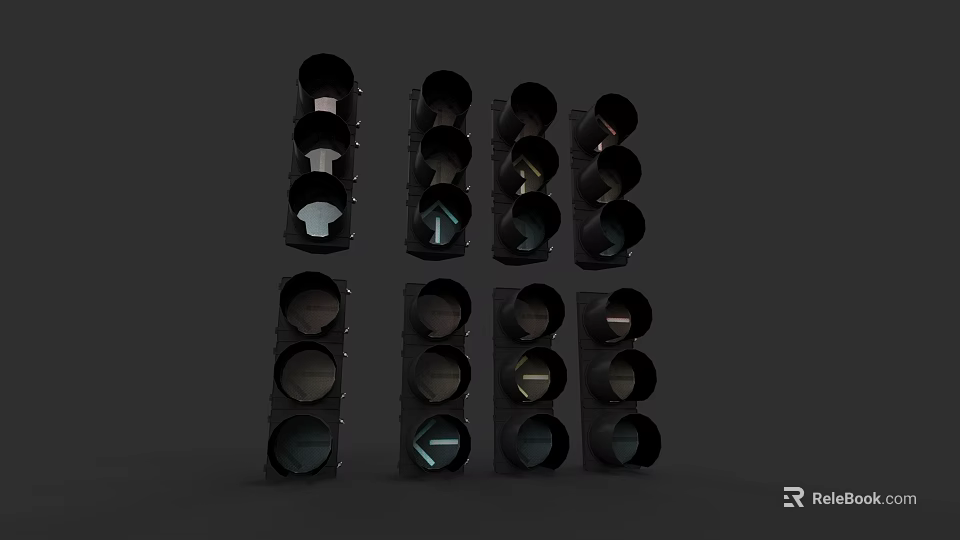 Car Traffic Lights Various Designs And Functions For Road Safety 3d model 