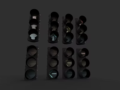 Car Traffic Lights Various Designs And Functions For Road Safety 3d model