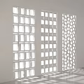 White Modern Room Dividers With Geometric Perforated Patterns And Light Effects 3d model