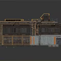 Industrial Style Building Design With Metal Structure Grid Roof And Layered Platform