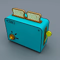 Blue Toaster Kitchen Appliance With Two Slices Of Toasted Bread On Top