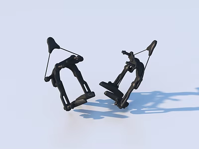 Black Mechanical Arm Devices With Adjustable Clamp Structures And Shadows On White Background 3d model