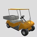 Yellow Golf Cart With Canopy Top And Open Cargo Bed Design
