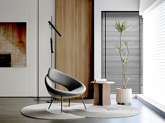 Leisure chair, side table, carpet, floor lamp, hanging picture 3d model