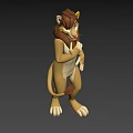 3D Animated Anthropomorphic Lion Game And Movie Character With Brown Fur And Blue Eyes Standing Pose