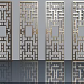 Modern Swing Doors With Intricate Geometric Patterns And Decorative Panels 3d model